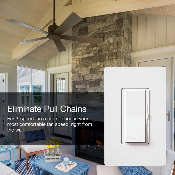 NWT Lutron Diva 3-Speed Fan Control Switch DVFSQ-F-AL Almond Single-Pole/3-Way - Picture 5 of 5